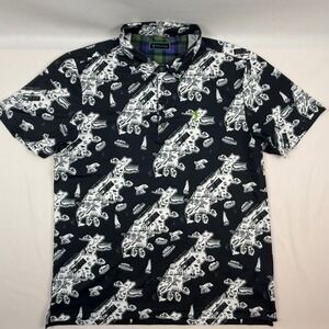 William Murray Golf Mens Large NYC Map Print Polo Shirt Black White New York